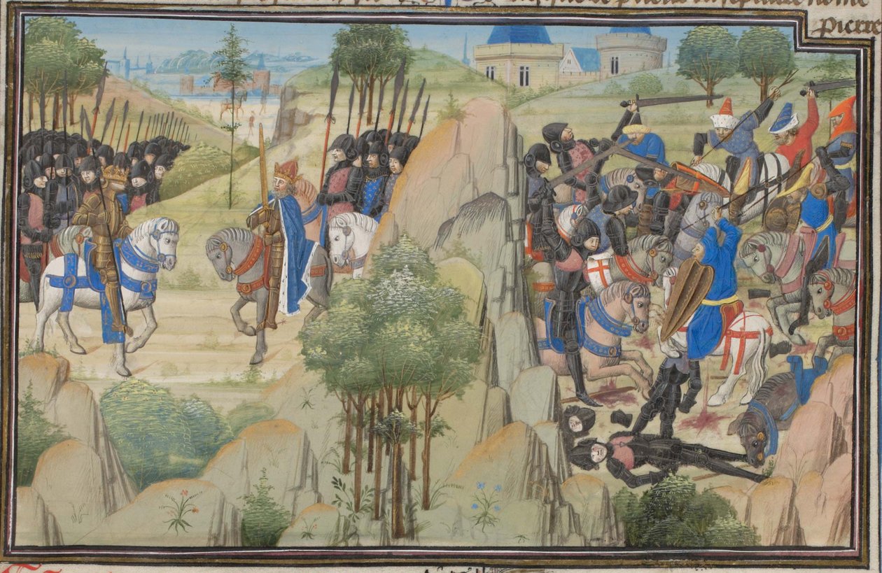 Møte mellom Conrad III av Tyskland og Louis VII av Frankrike. Miniatyr fra Historia av William av Tyrus, 1460-tallet av Unbekannt