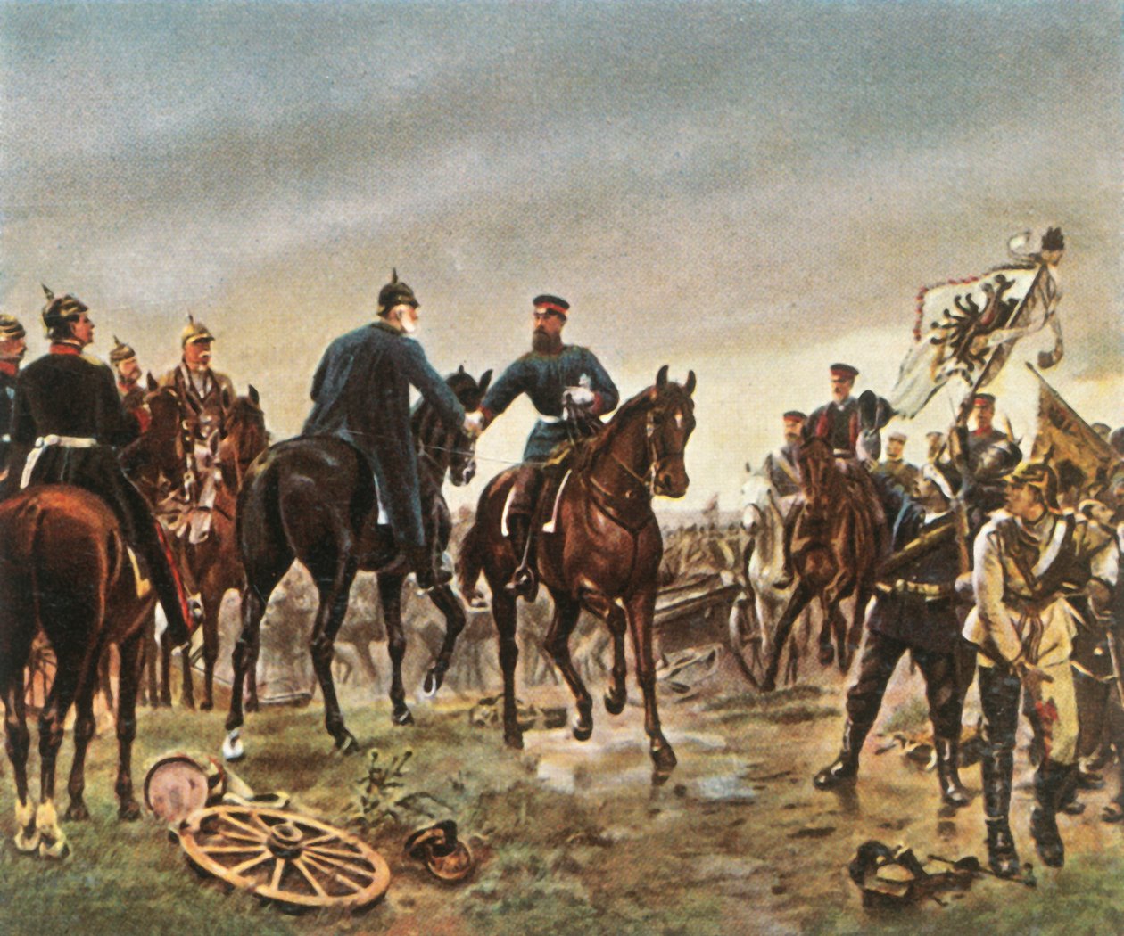 Møte mellom kong Wilhelm I og kronprins Friedrich Wilhelm i...Königgrätz, 3. juli 1866, 1936. av Unbekannt