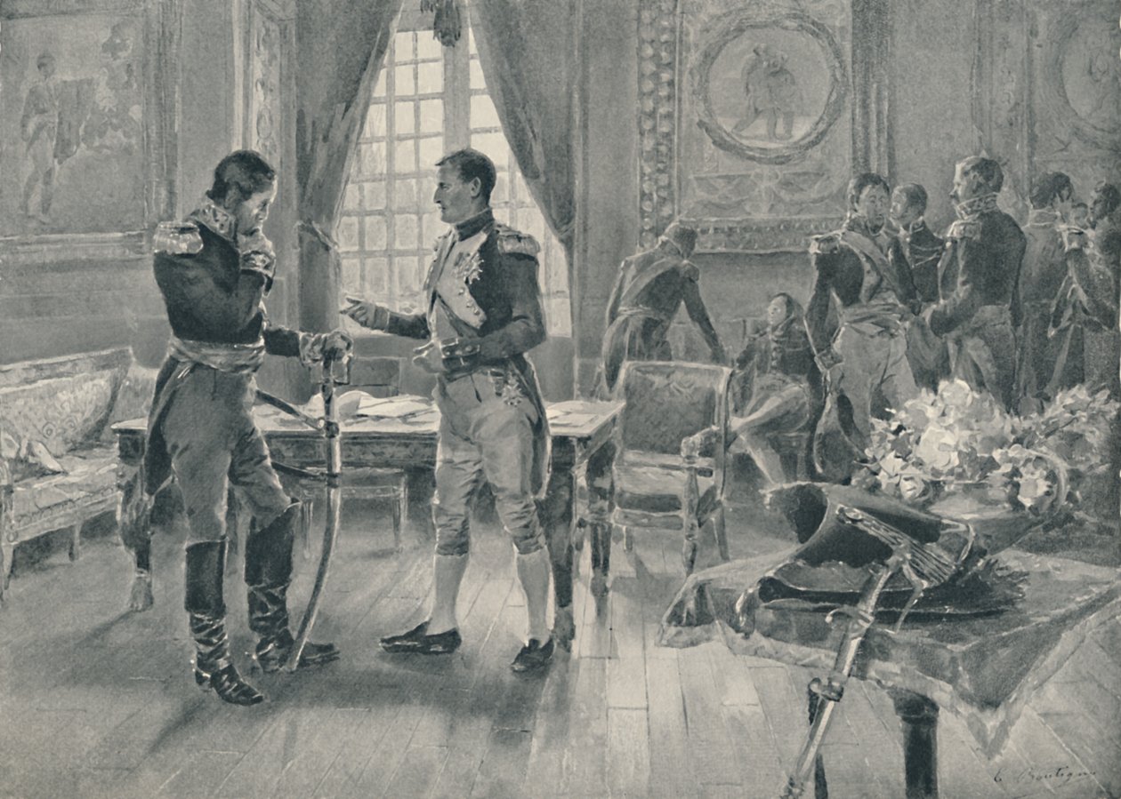 Møte mellom Napoleon og Tolstoi i Paris, 1807, 1896 av Unbekannt