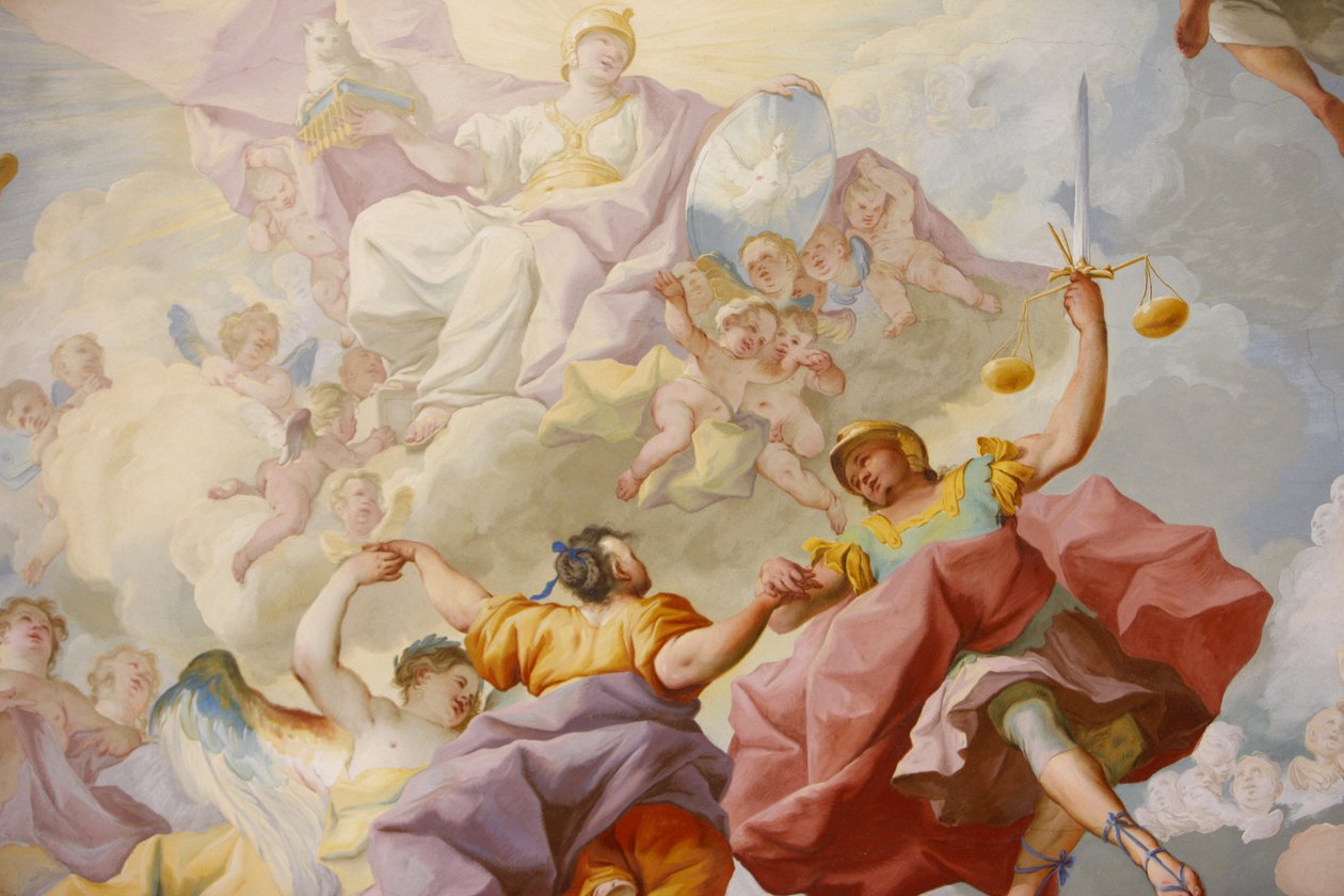 Melk Abbey bibliotekfresko: rettferdighet av Paul Troger 1732, Melk, Østerrike av Unbekannt