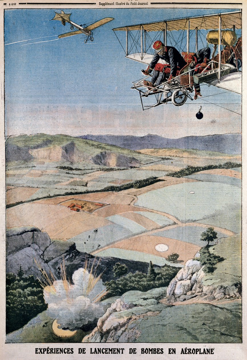 Medlemmer av det franske luftkorpset på bombeøvelse i Chalons, 1912 av Unbekannt