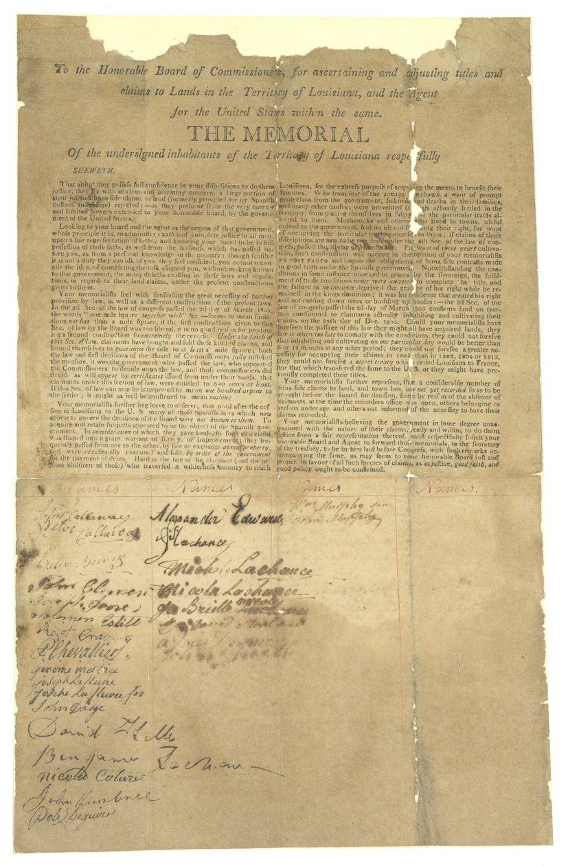 Minnesmerke for det ærede kommissærstyret for justering av landkrav i territoriet Louisiana, 1803-1815 av Unbekannt