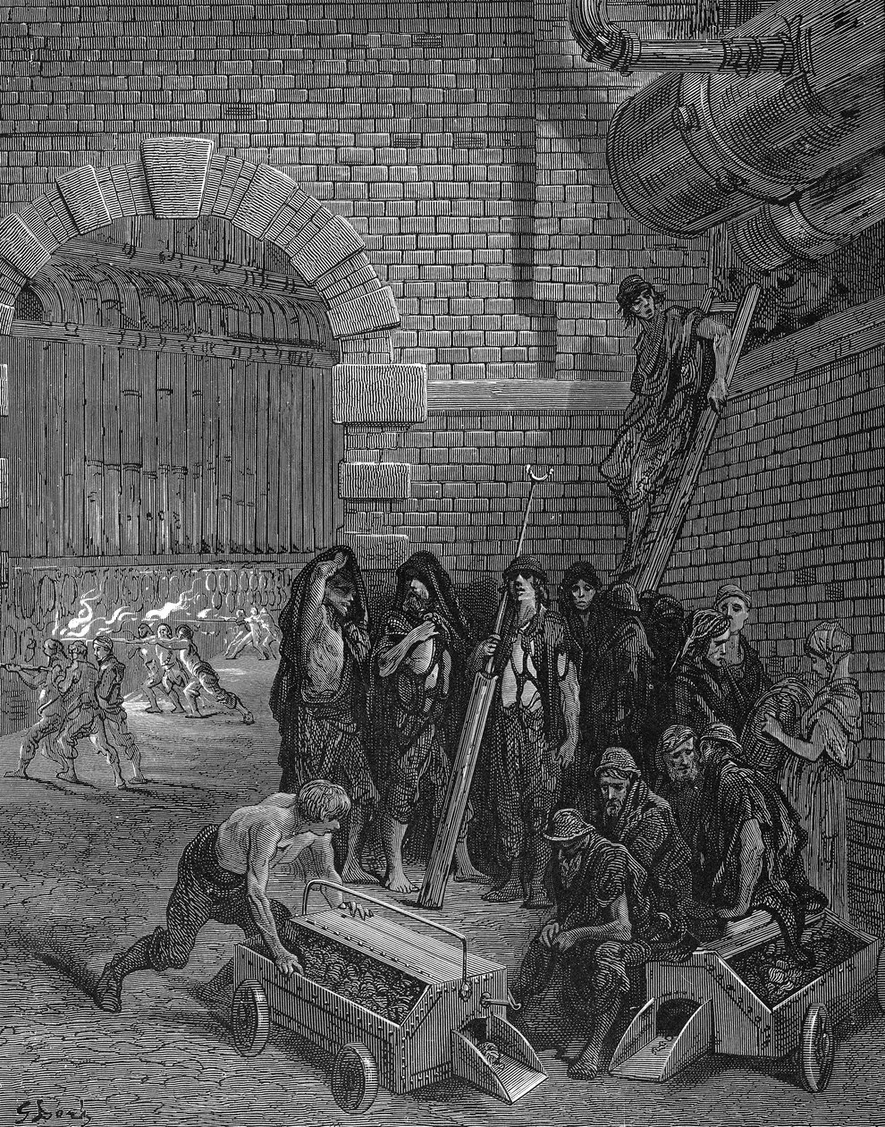 Menn som tar en pause fra å lade replikkene, Lambeth Gasworks, 1872 av Unbekannt