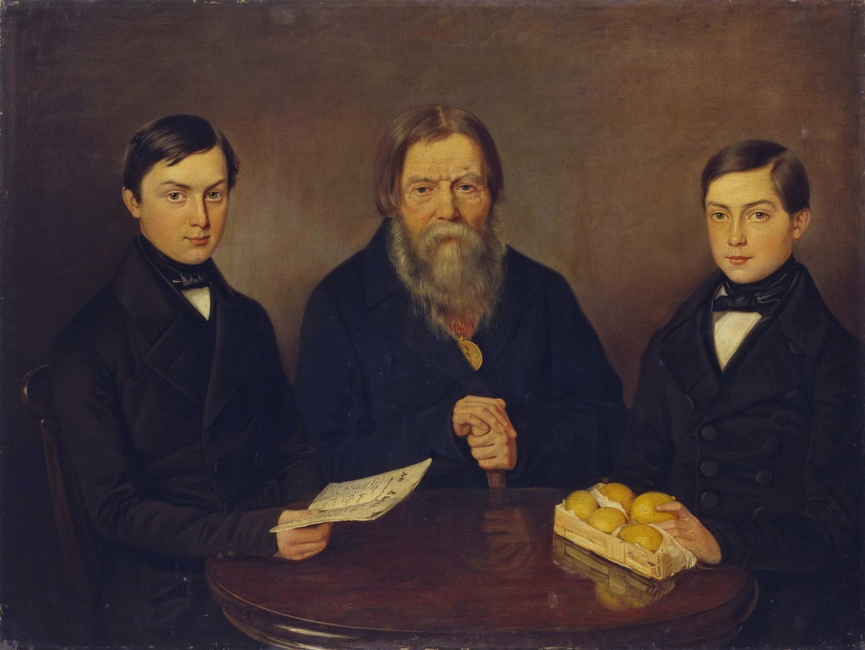 Kjøpmann Smurov med sønner, 1840-årene av Unbekannt