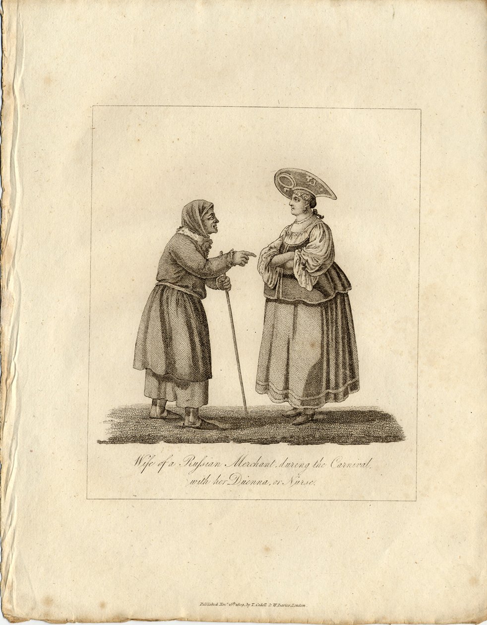 Kjøpmanns kone med sykepleier under Fasching, 1833 av Unbekannt