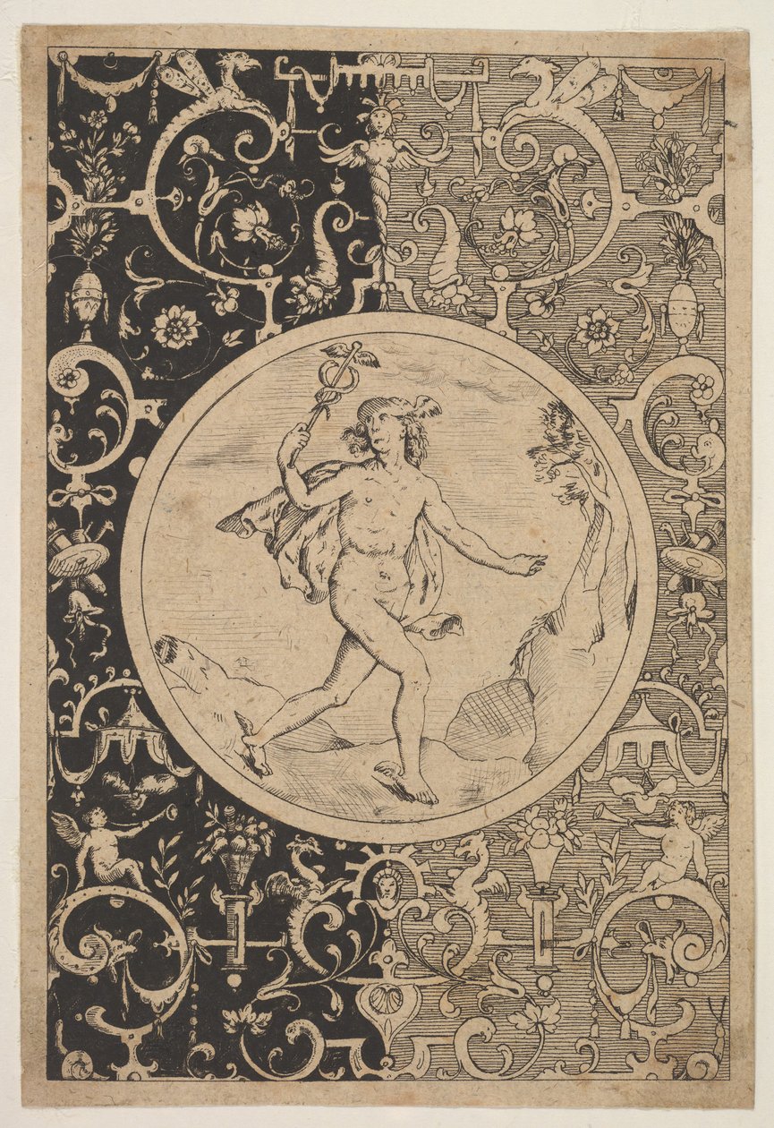 Kvikksølv i en dekorativ ramme med grotesker, ca. 1600-1630. av Unbekannt