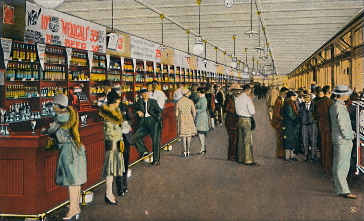 Mexicali Beer Hall, The Longest Bar in the World, c1939 av Unbekannt