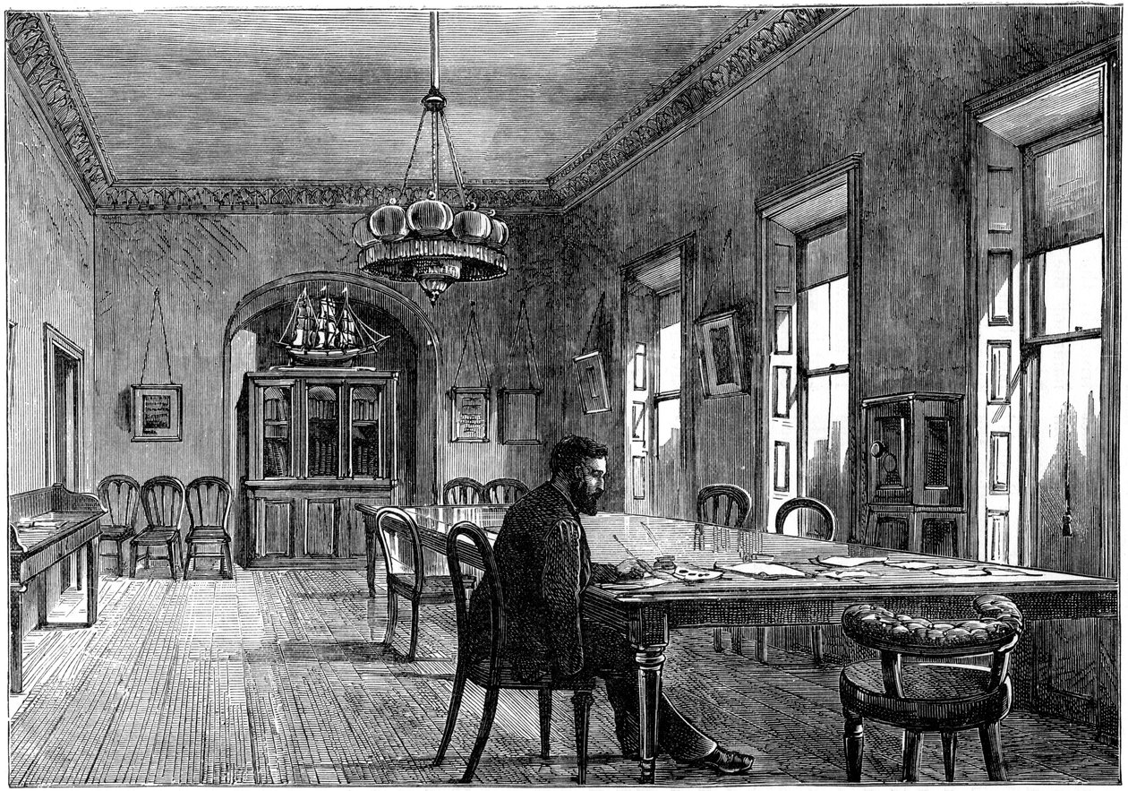 Michael Davitt i komitérommet til Land League, Upper Sackville Street, Dublin, 1891 av Unbekannt