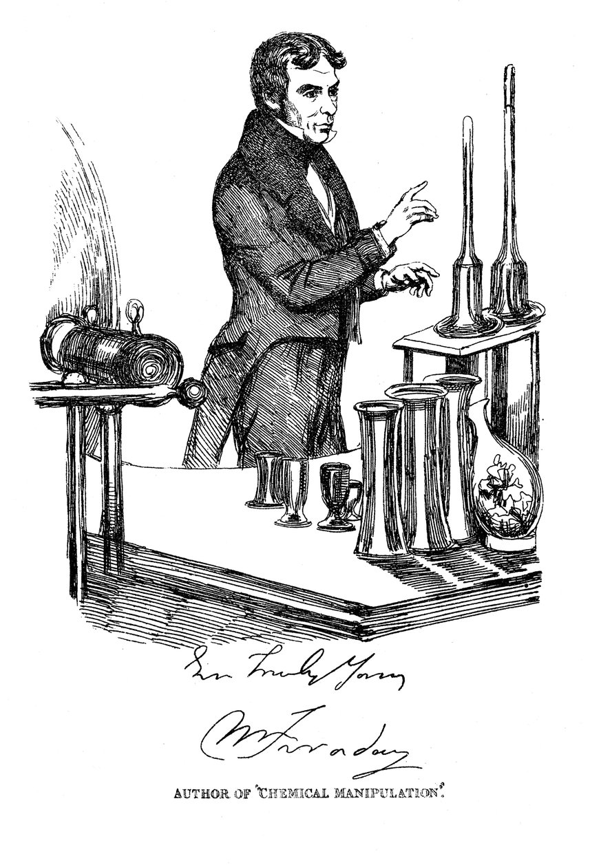 Michael Faraday foreleser ved Royal Institution, London, c1835 av Unbekannt