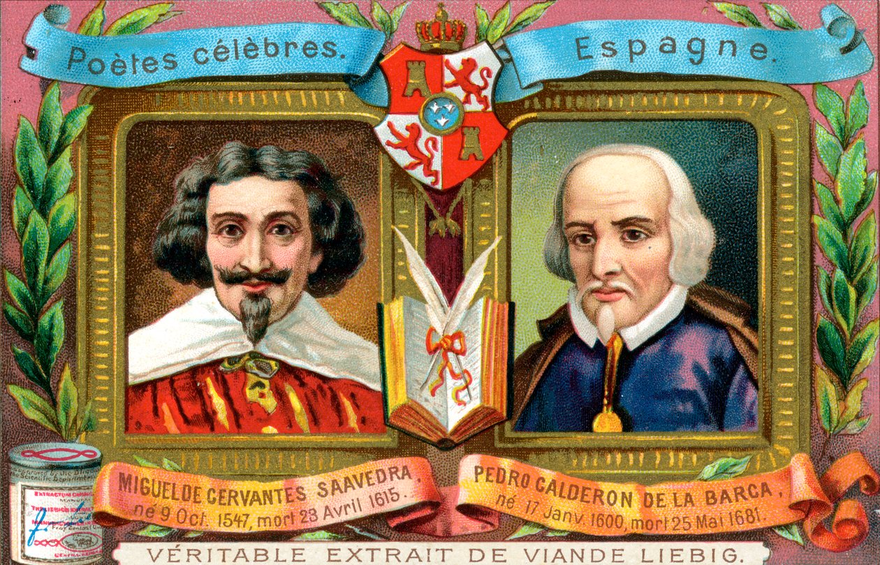 Miguel de Cervantes Saavedra og Pedro Calderon De La Barca, c1900 av Unbekannt