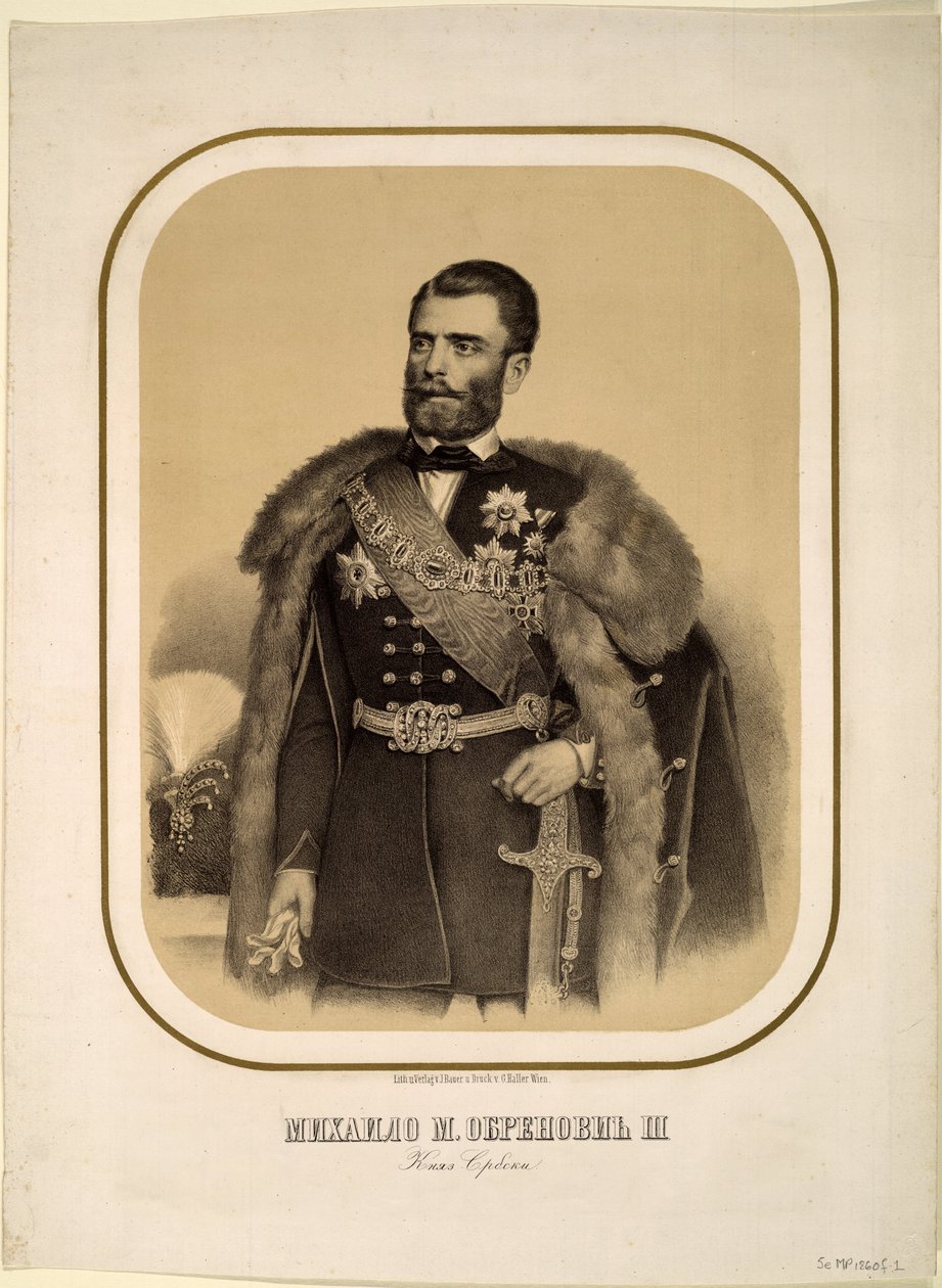Mihailo Obrenovic III 1823-1868, prins av Serbia, ca 1860 av Unbekannt