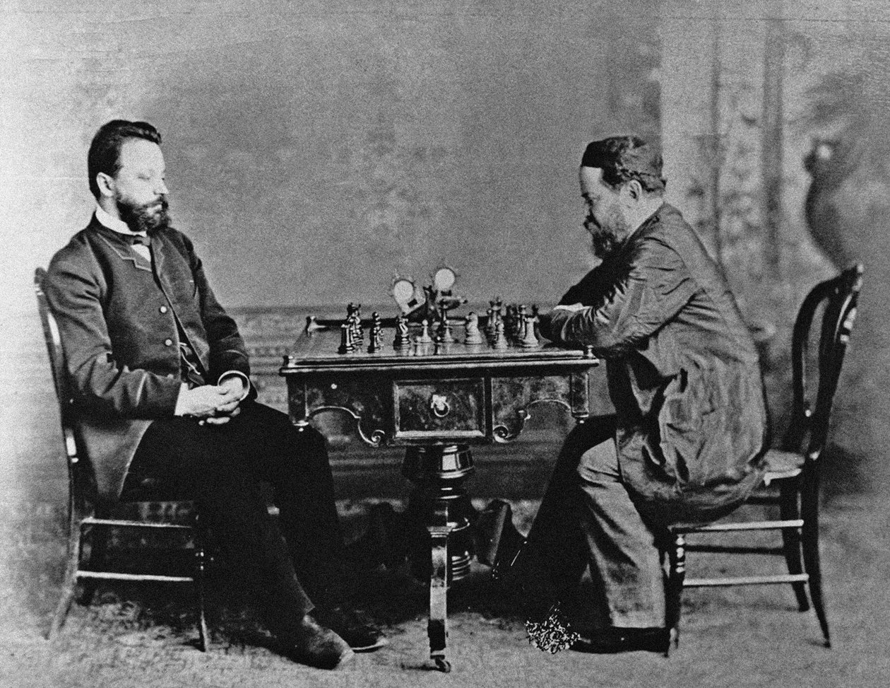 Mikhail Chigorin 1850-1908 og William Steinitz 1836-1900 i Havanna, 1880, 1880 av Unbekannt