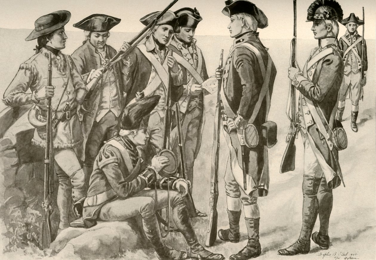 Militære uniformer i Amerika, c1770, 1937. av Unbekannt