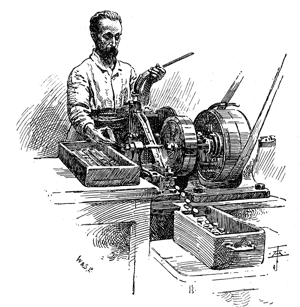 Fresing av kantene på mynter, Royal Mint, London, 1891 av Unbekannt