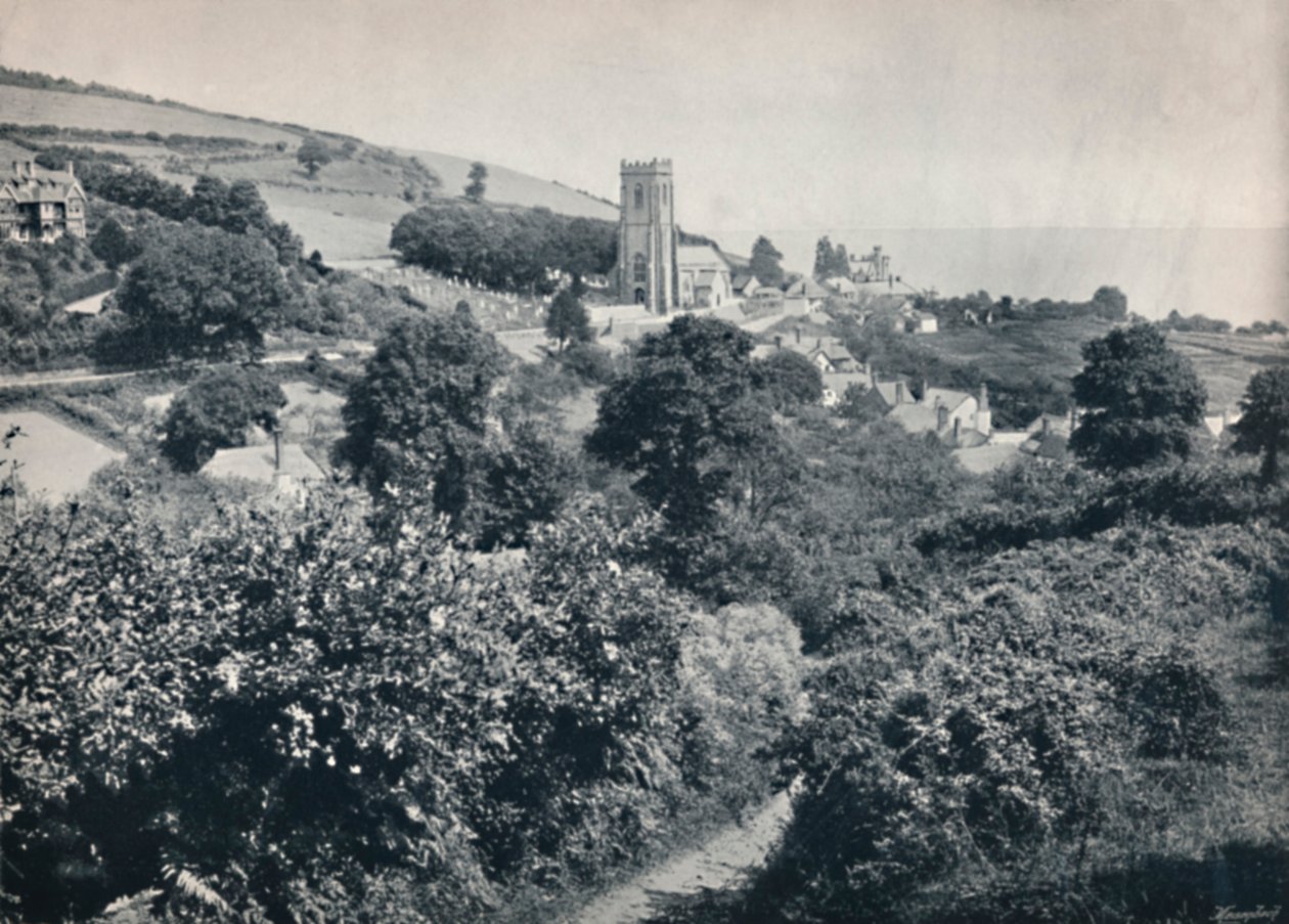 Minehead - Utsikt over landsbyen og kirken, 1895 av Unbekannt