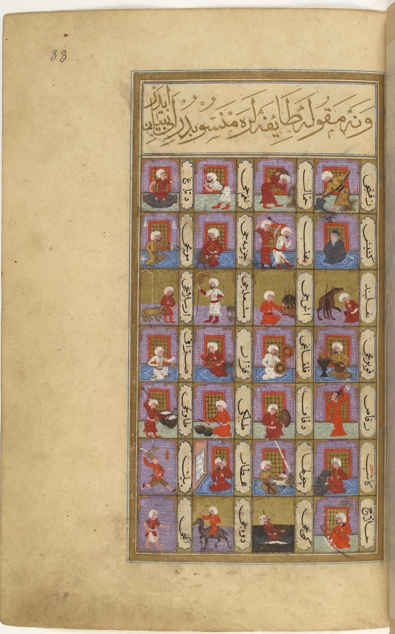 Miniatyr fra Matâli al-saâdet av Sayyid Mohammed ibn Emir Hasan venstre del, 1582 av Unbekannt