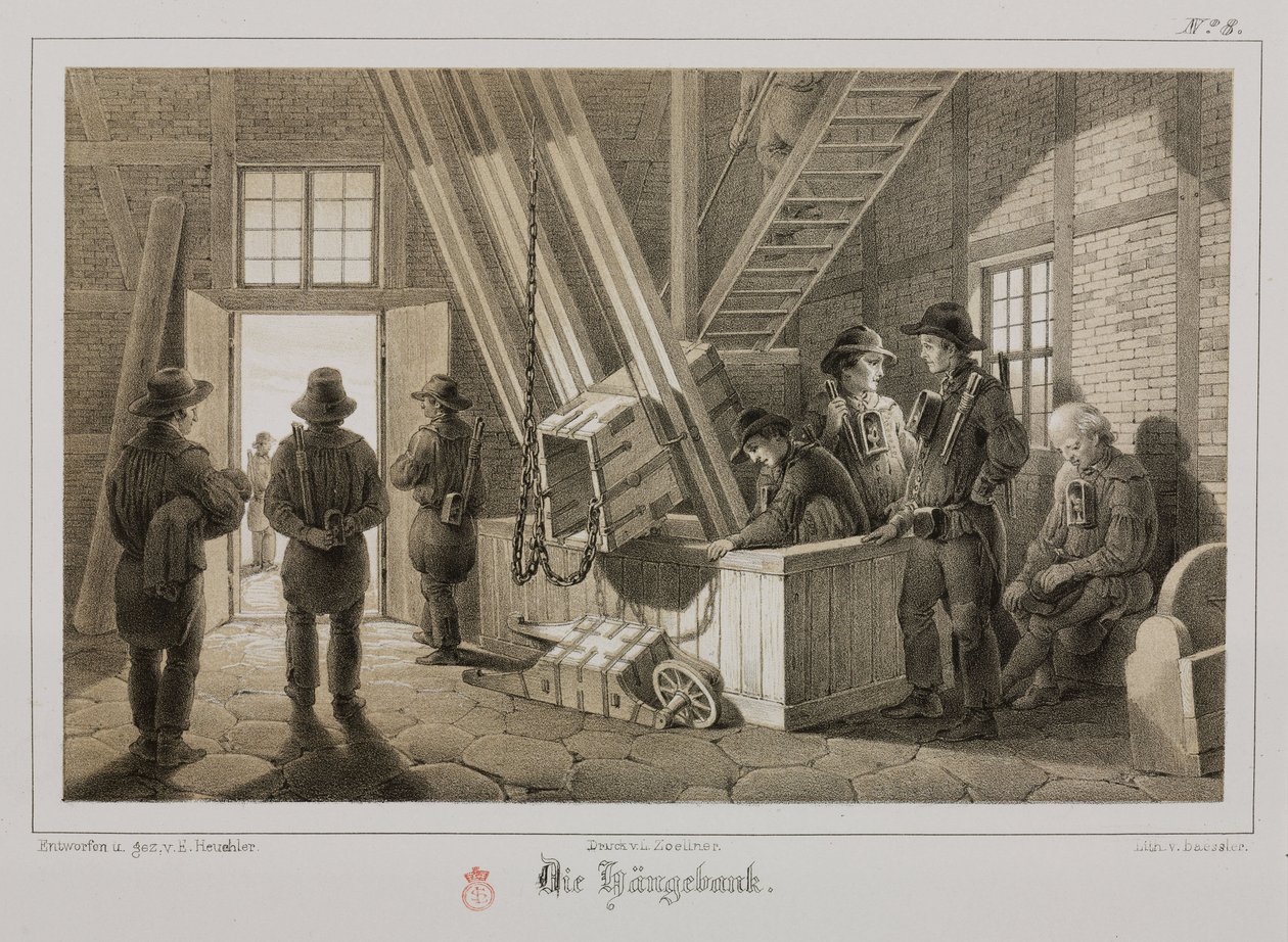Gruvedrift, Metal Ores Pithead av en gruve, Tyskland, ca 1851 av Unbekannt