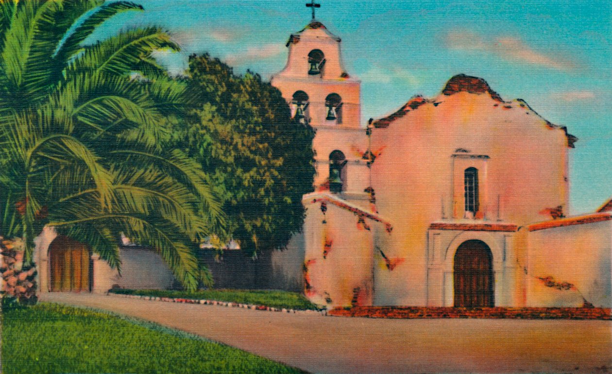 Mission San Diego De Alcala. Grunnlagt 1769, California, c1941 av Unbekannt