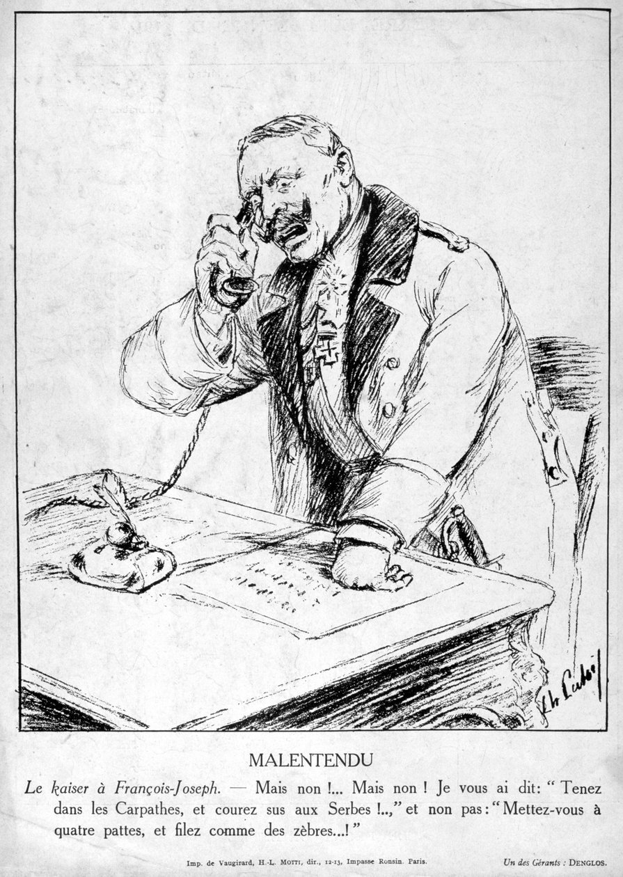 Misforståelse, karikaturer av Guillaume II av Tyskland, 1915 av Unbekannt