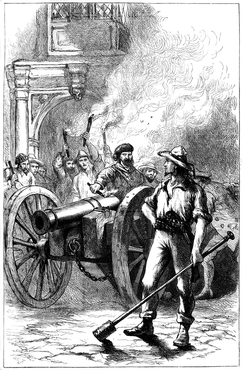 Mob avfyrte kanoner foran tinghuset der Alexander McLeod ble fengslet, 1840 c1880 av Unbekannt