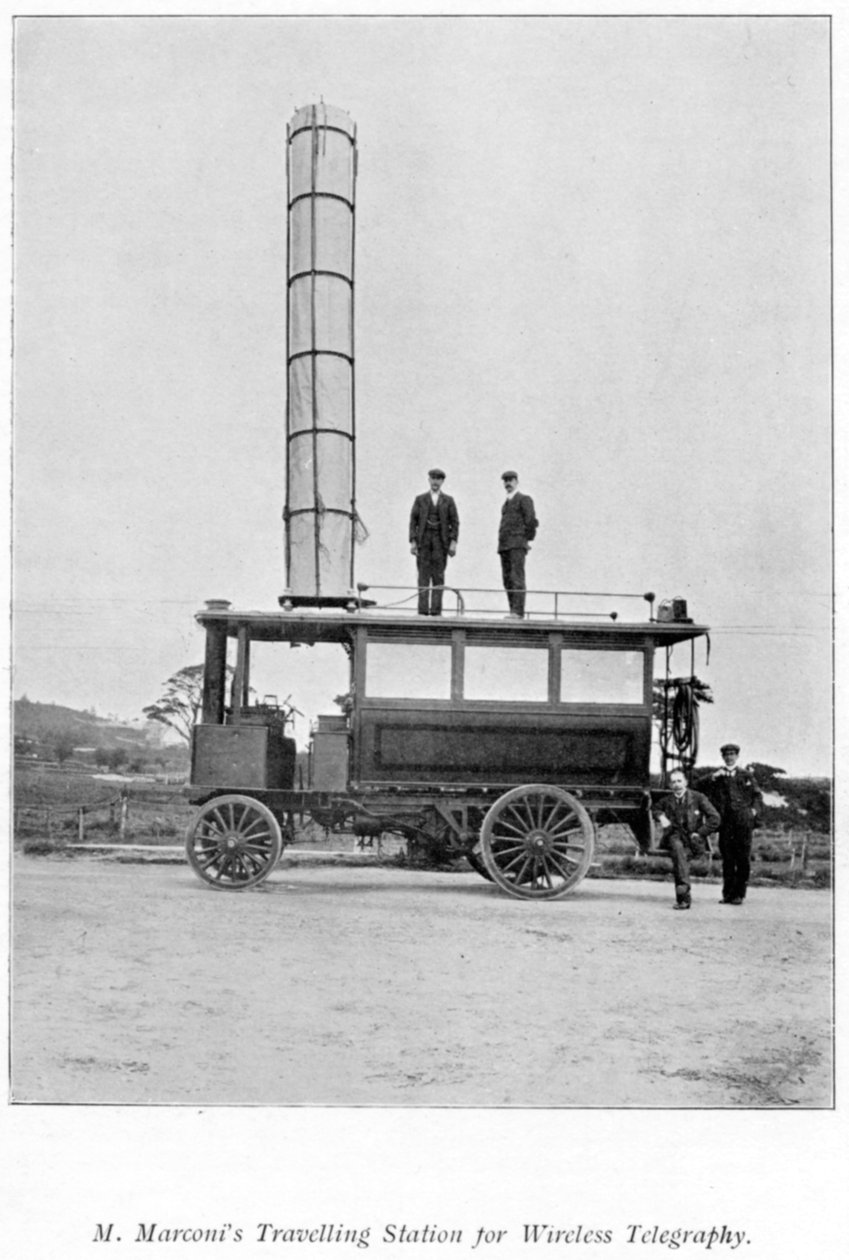 Mobilradiostasjon brukt av Marconi, 1900 av Unbekannt