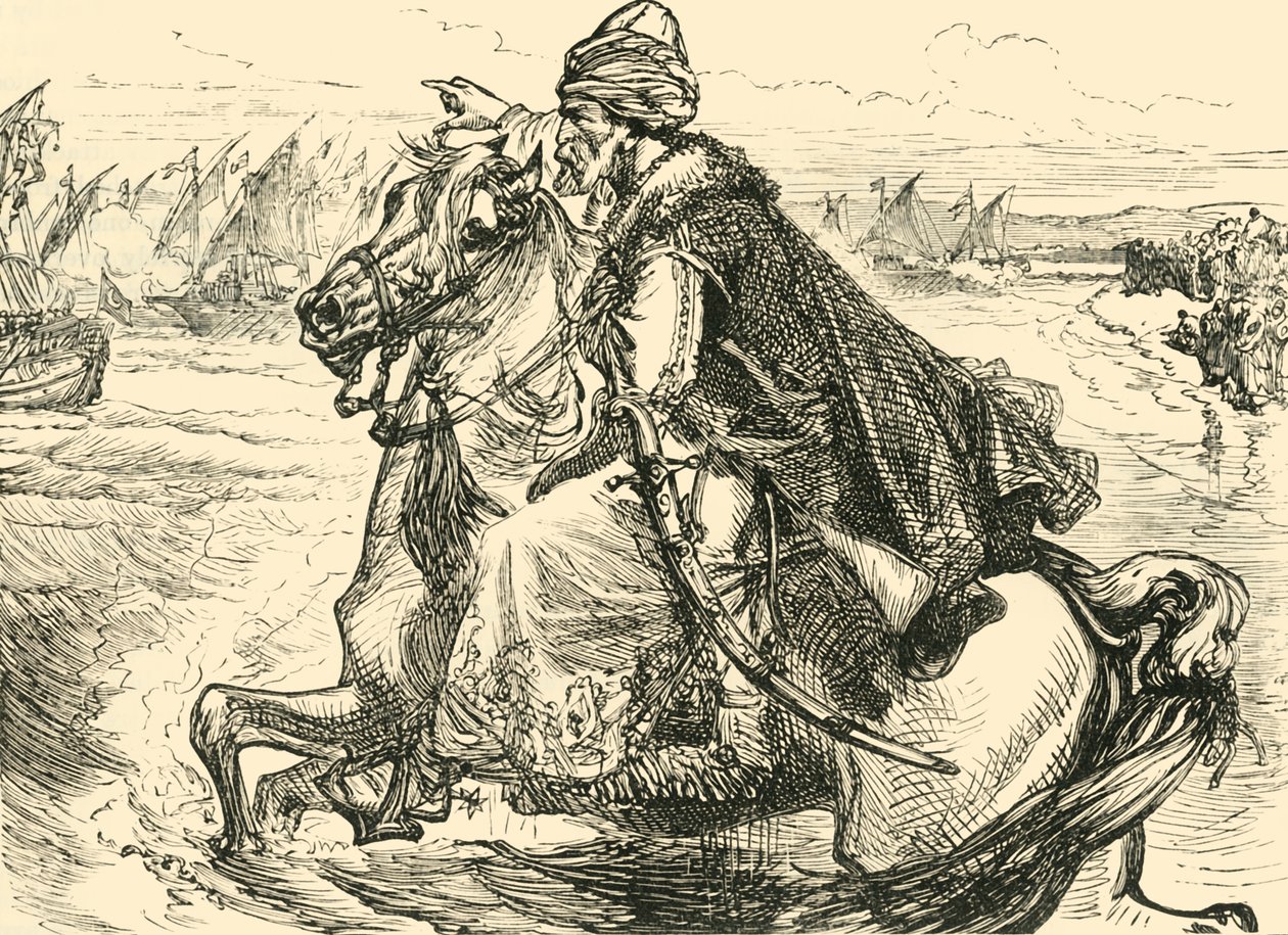 Mohammed II oppmuntrer sine sjømenn, 1890. av Unbekannt