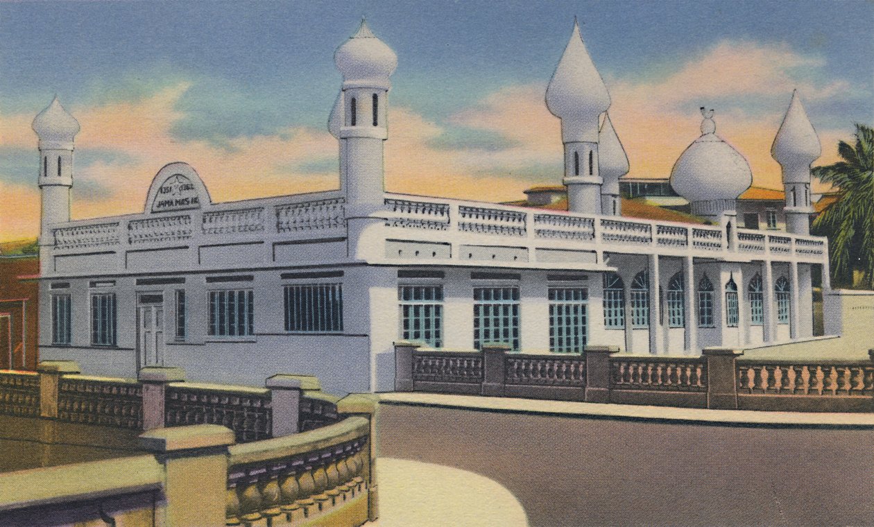 Mohammedan-moskeen, Port of Spain, Trinidad, B.W.I., ca 1940-tallet. av Unbekannt