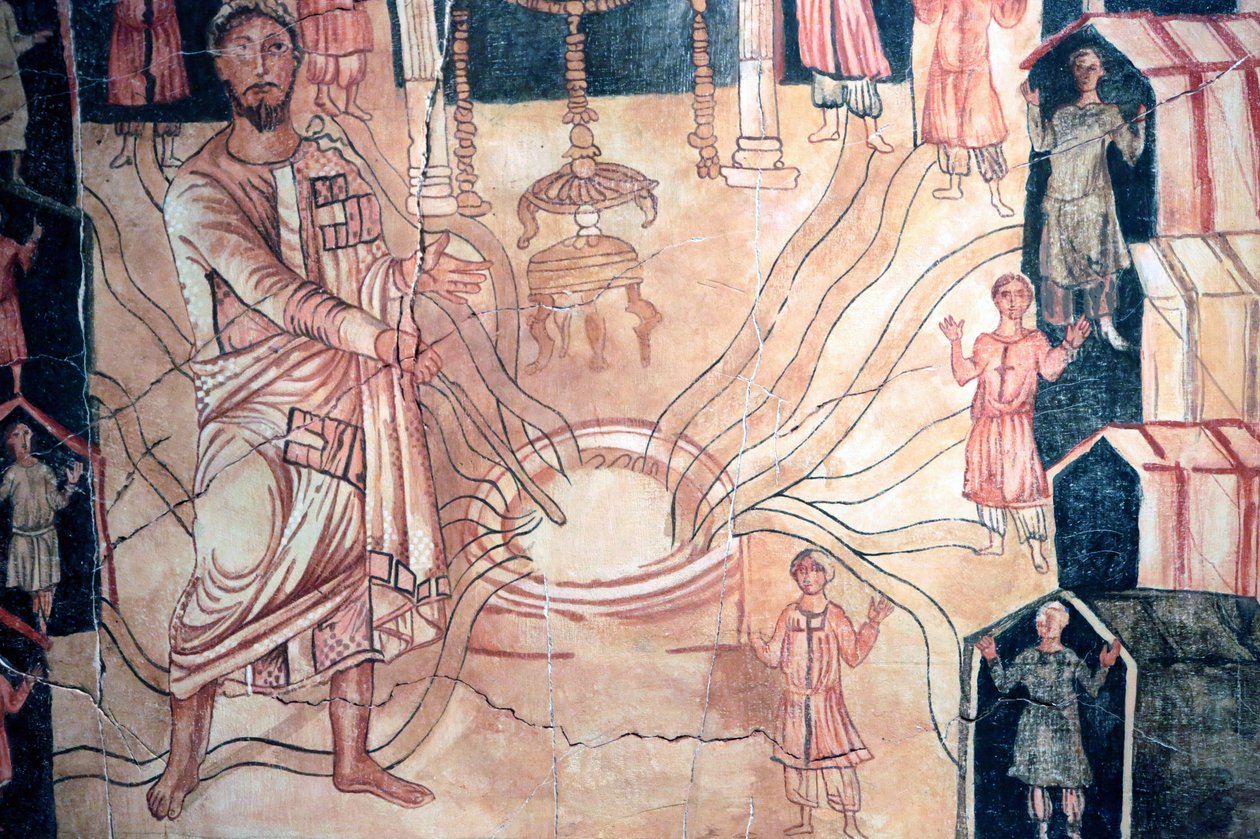 Moise au puits de Meriba - Maleri av Dura Europos-synagogen. 3. århundre e.Kr. Det jødiske museet New York. av Unbekannt