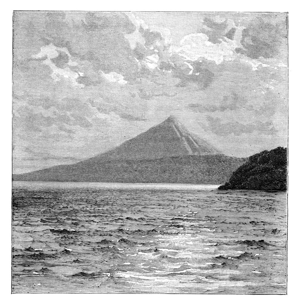 Mombacho-vulkanen og bredden av Nicaragua-sjøen, c1890 av Unbekannt