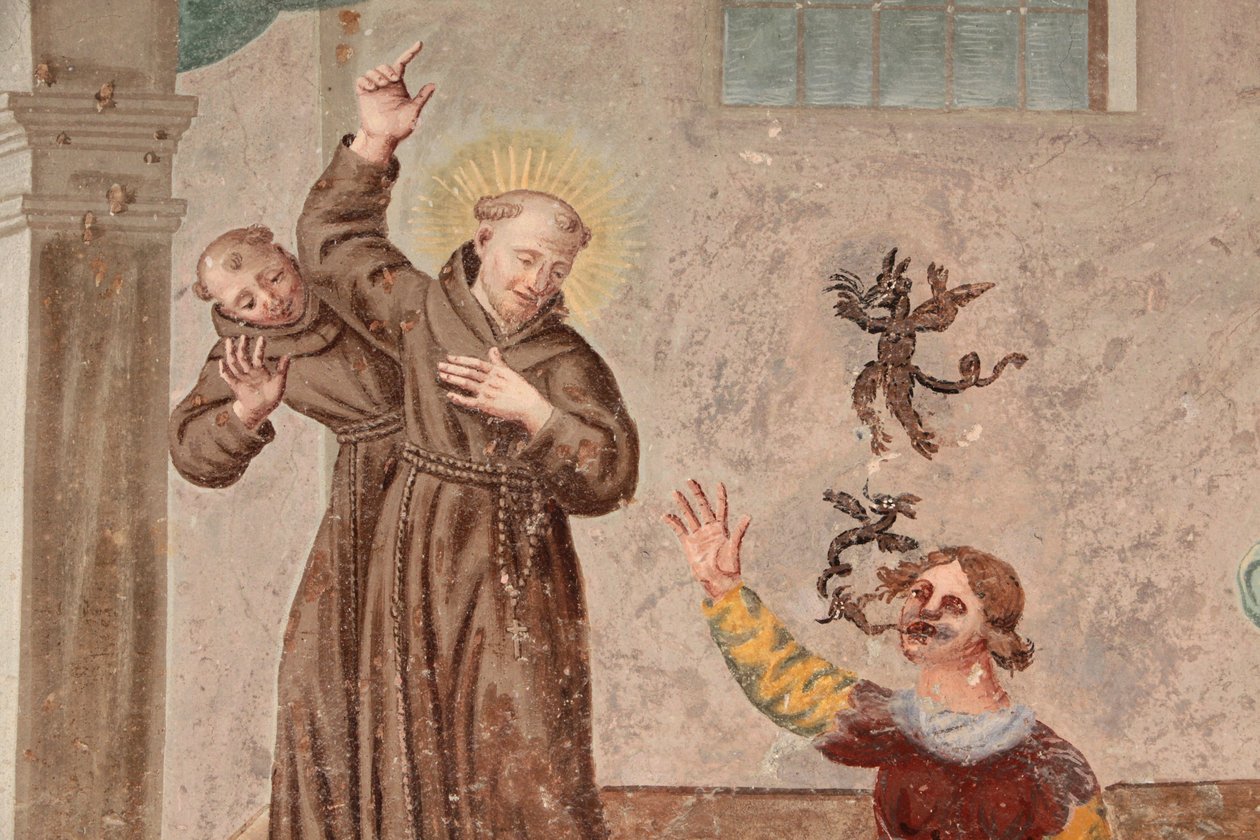 Saorge-klosteret Freskomaleri fra 1700-tallet som skildrer livet St. Frans av Assisi, Saorge, Frankrike av Unbekannt