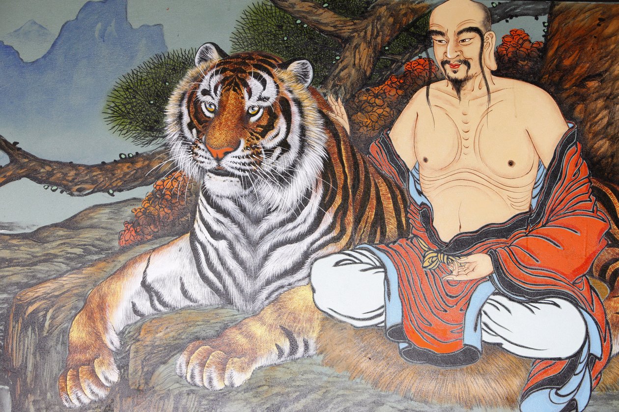 Munke- og tigermaleri, Seoul, Coree du Sud av Unbekannt