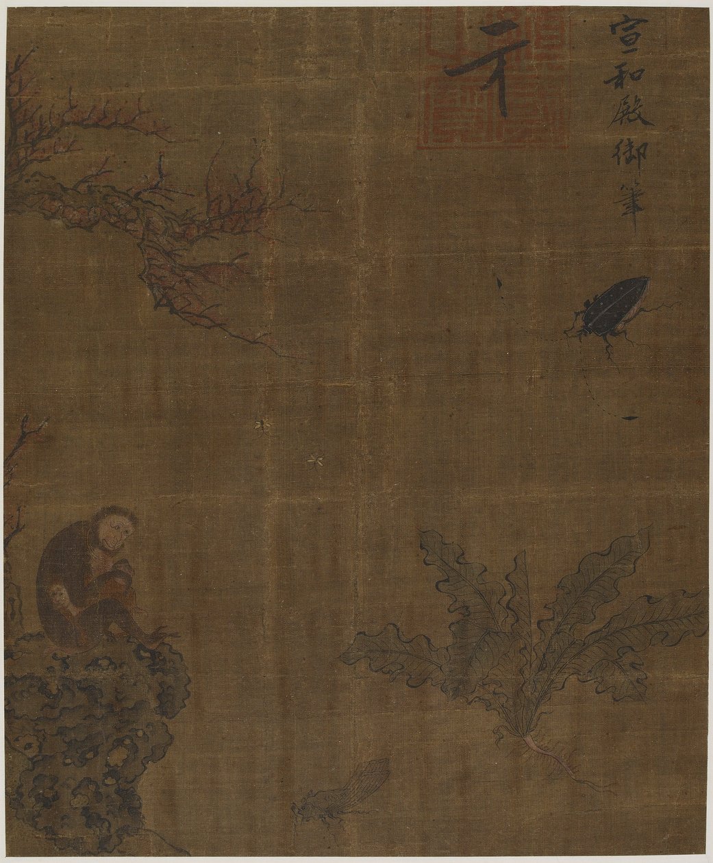 Aper, insekter og kål, muligens Ming-dynastiet, 1368-1644. av Unbekannt