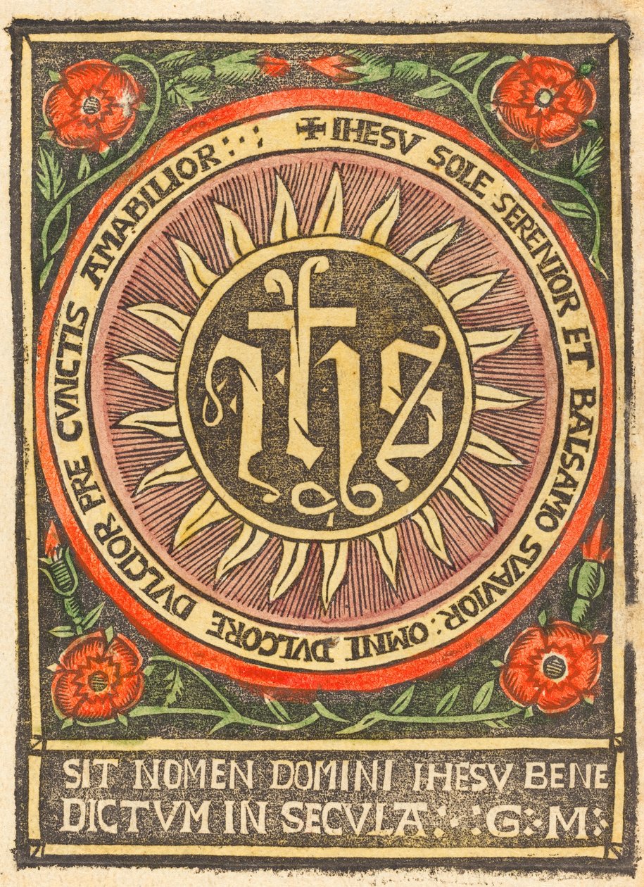 Monogram JHS i en flammende sirkel, ca. 1500. av Unbekannt