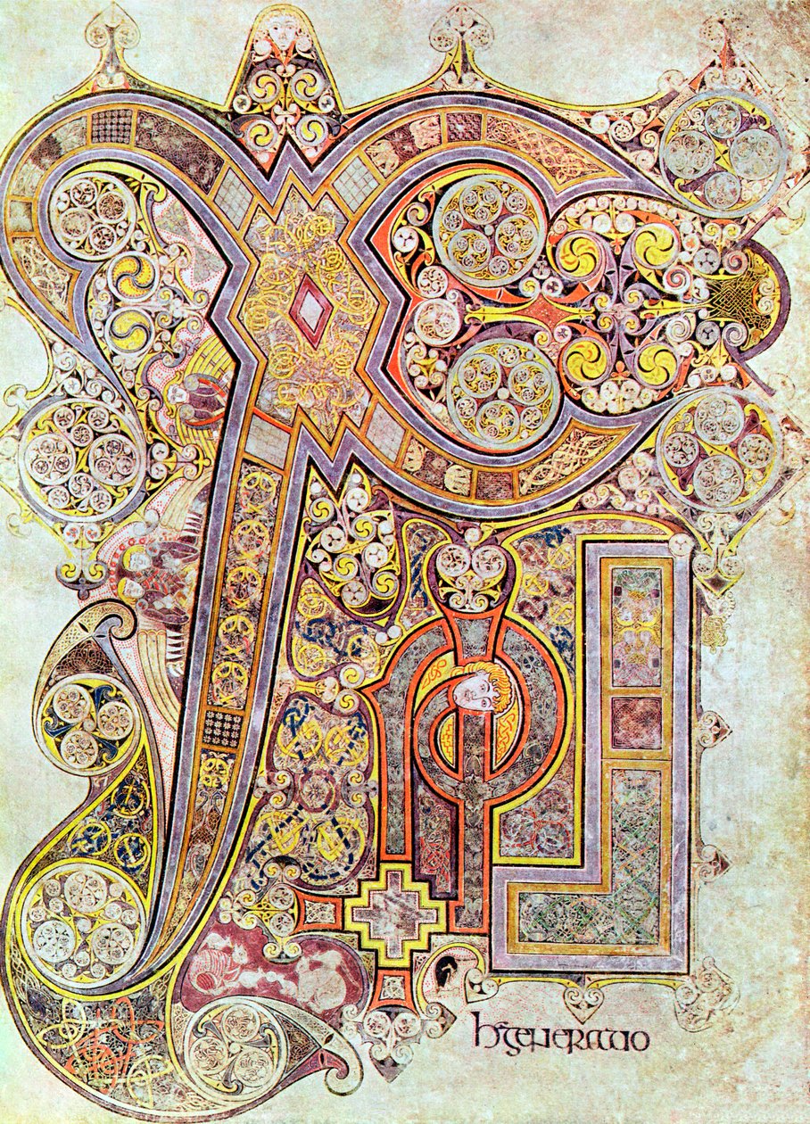 Monogramside fra Book of Kells Christi Autem Generatio, c800 av Unbekannt