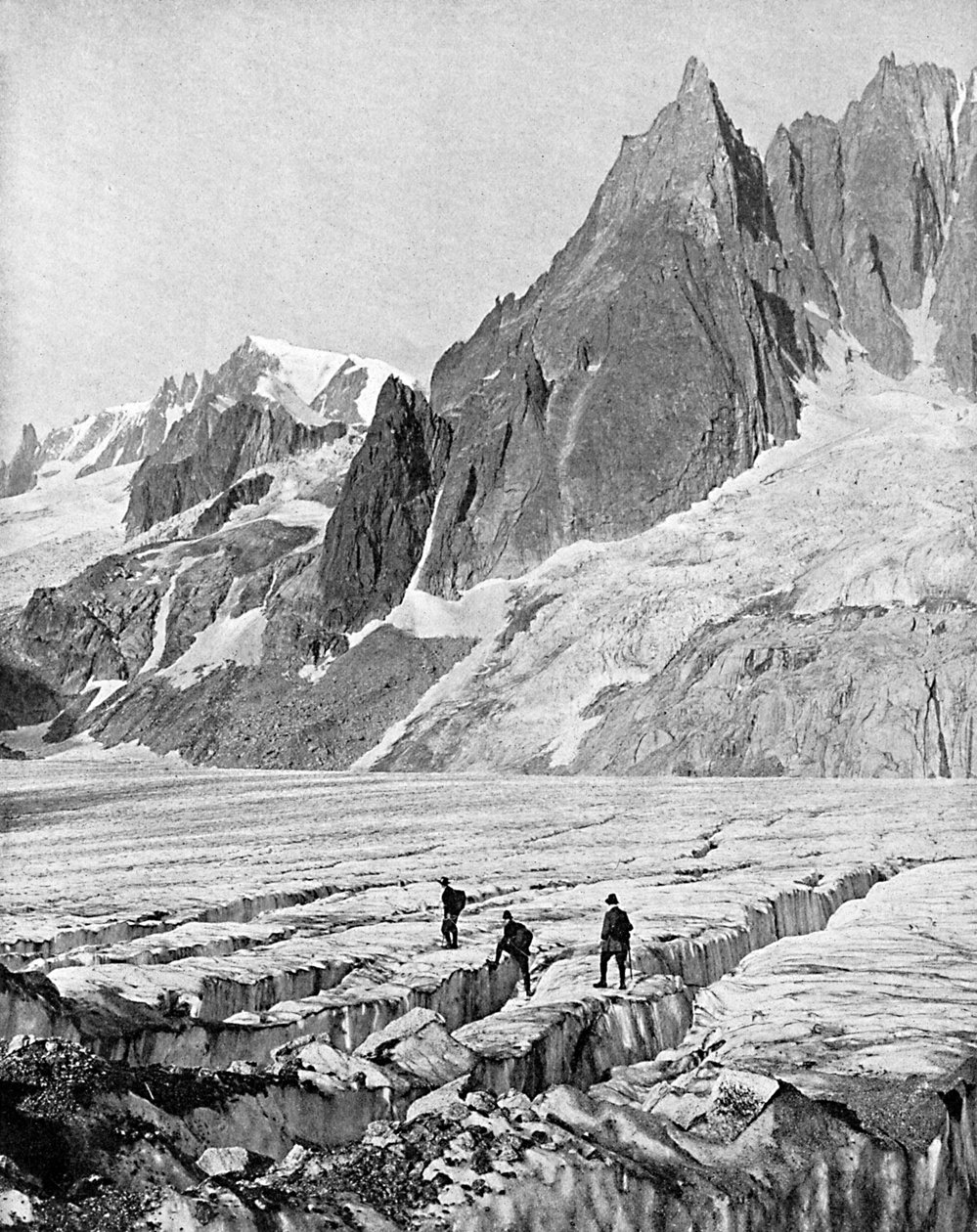 Mont Blanc du Tacul og Dent du Requin, Alpene, tidlig på 1900-tallet av Unbekannt