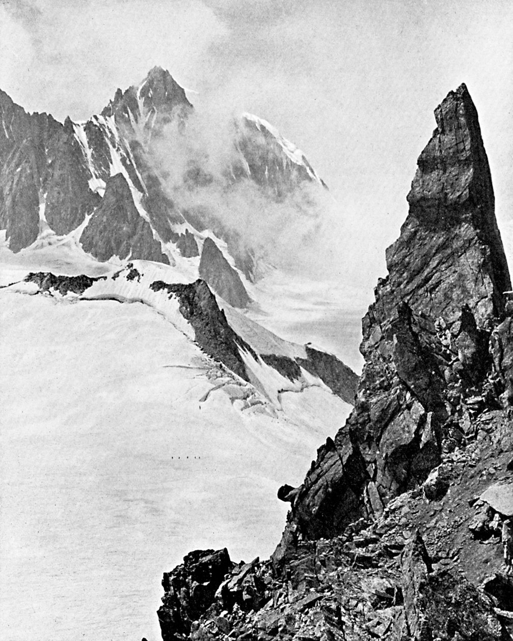 Mont Maudit sett fra Aiguille Marbrees, Alpene, tidlig på 1900-tallet av Unbekannt