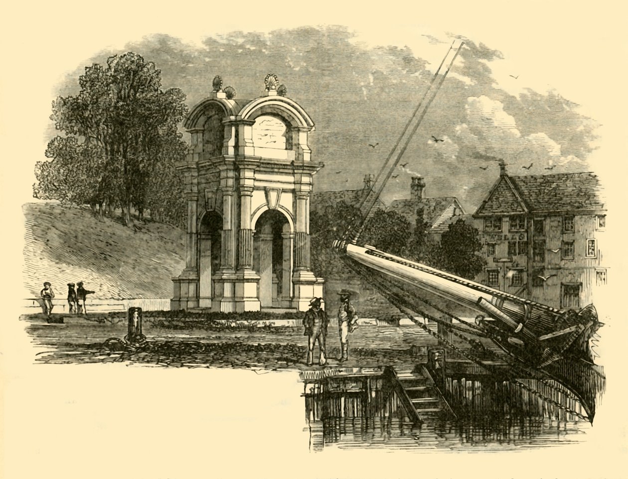 Monument i New Plymouth, for å markere stedet for pilgrimsfedrenes landing, 1890. av Unbekannt