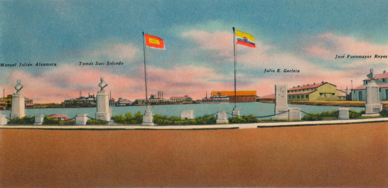 Monument reist av Society for Public Improvements, Bocas de Ceniza, c1940-tallet av Unbekannt