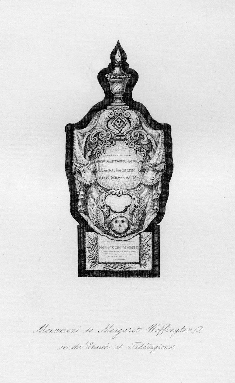 Monument til Margaret Woffington, skuespillerinnen, i Teddington, 1700-tallet, 1840 av Unbekannt