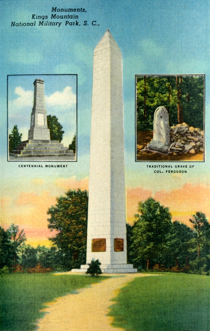 Monumenter, Kings Mountain. National Military Park, S.C., 1942. av Unbekannt