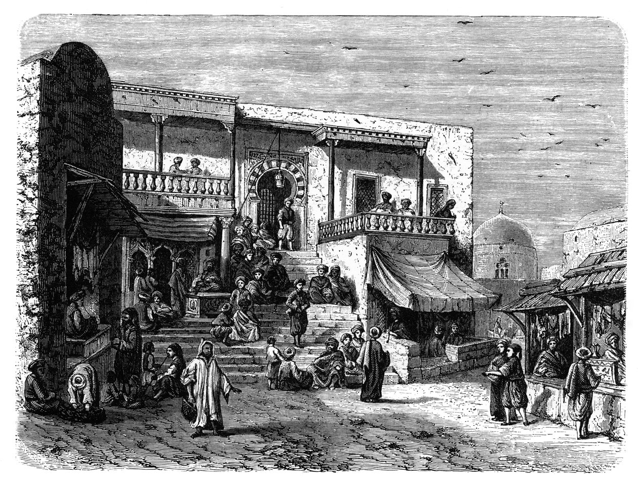maurisk kaffehus på Sidi Bou Said, Tunis, c1890 av Unbekannt