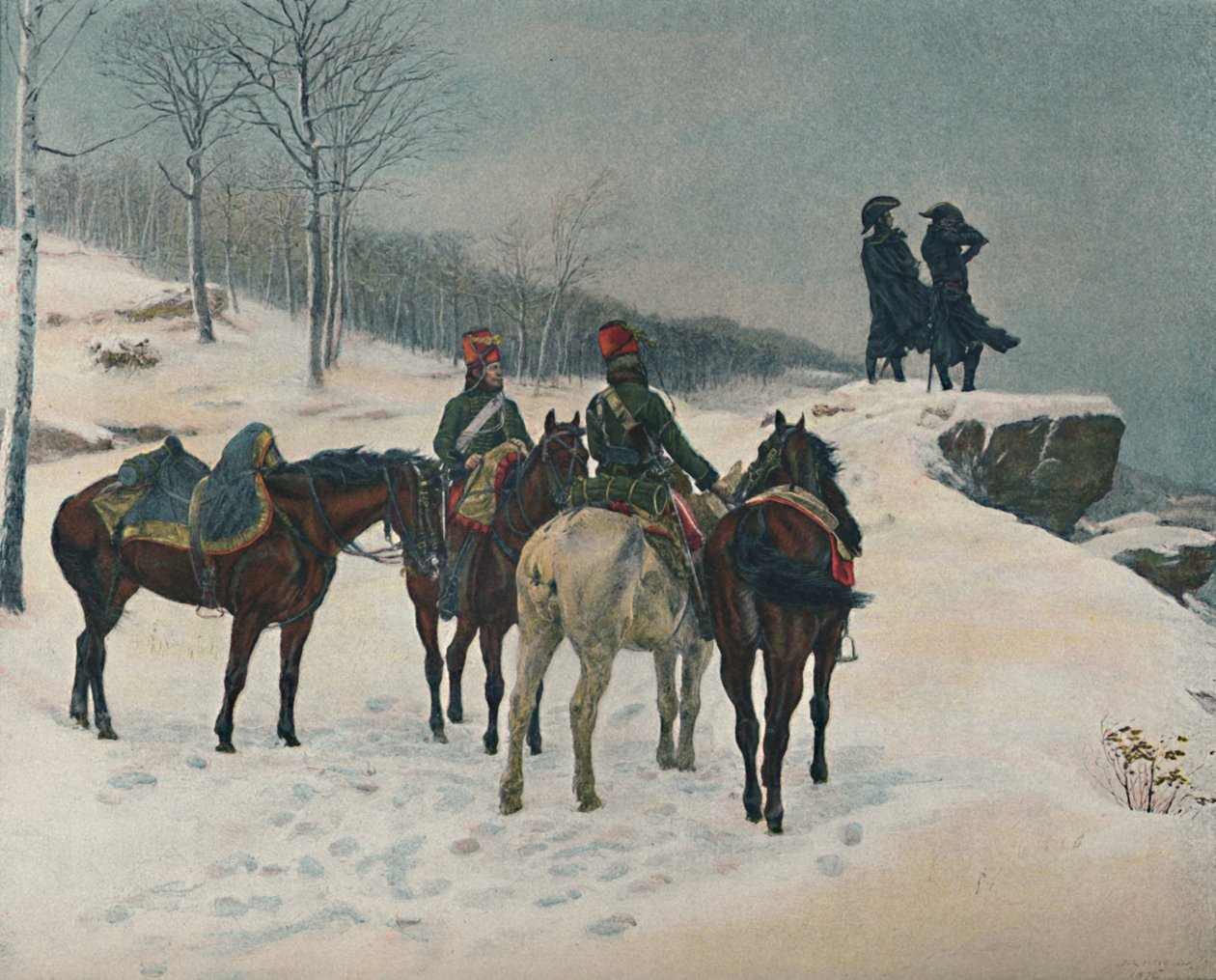 Moreau og hans stabssjef, major Dessoles, 1800, 1876, 1896 av Unbekannt