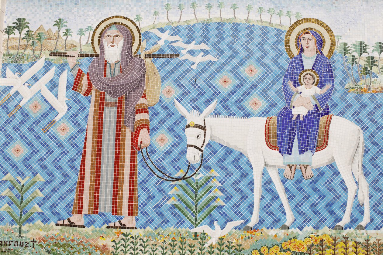 Mosaikk i El Moallaqah koptisk ortodokse kirke: flyturen til Egypt Le Caire Egypte av Unbekannt