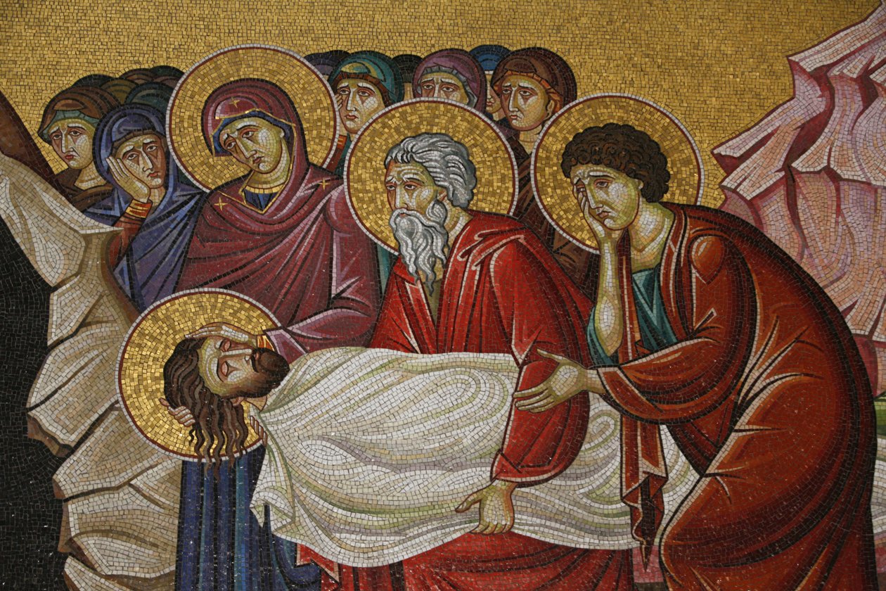 Mosaikk av Kristi død ved Den hellige gravs kirke, Jerusalem, Israel av Unbekannt