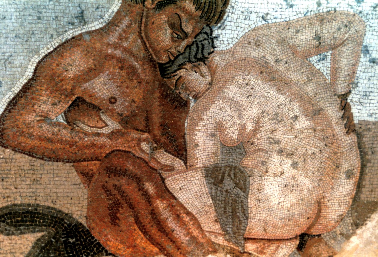 Mosaikk av en satyr og nymfe, House of Faun, Pompeii, Italia av Unbekannt