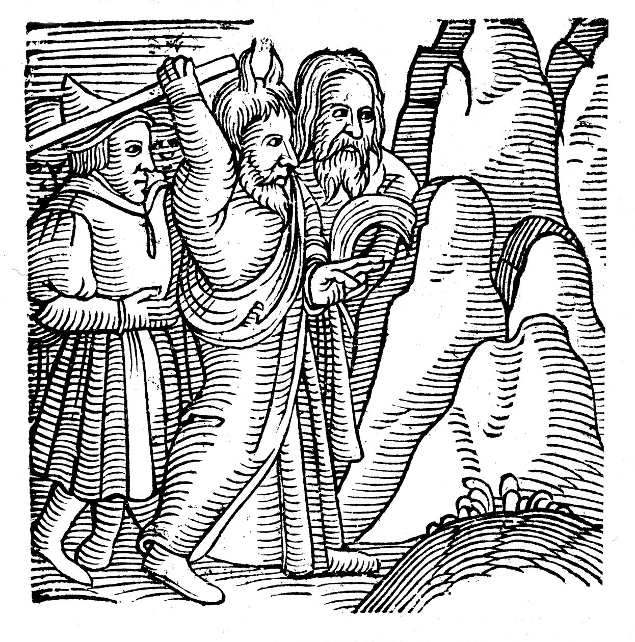 Moses slo klippen i villmarken og produserte vann, 1557 av Unbekannt