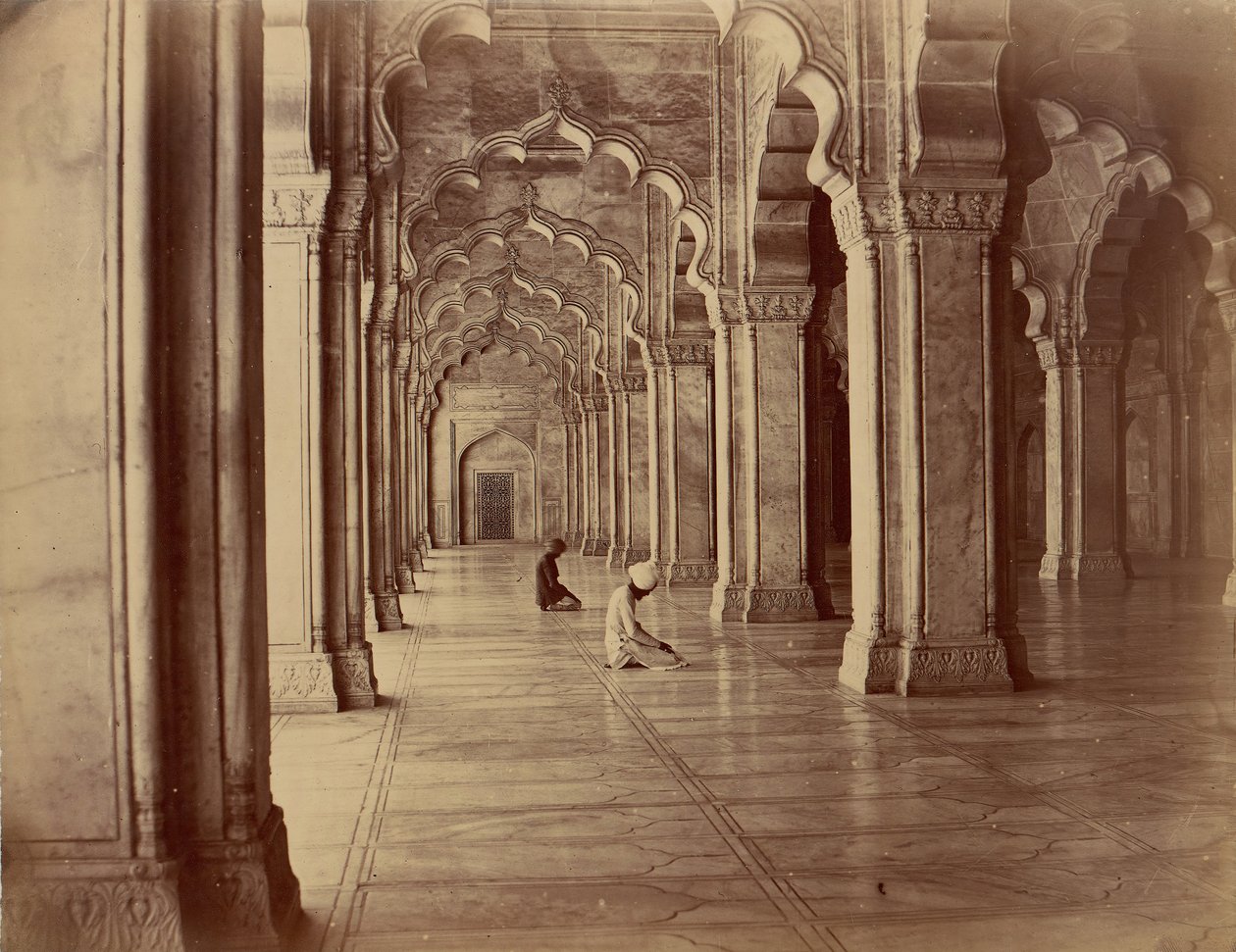 Moti Masjid: Perlemoskeen i det indre av Fort Agra, 1860-70-tallet. av Unbekannt