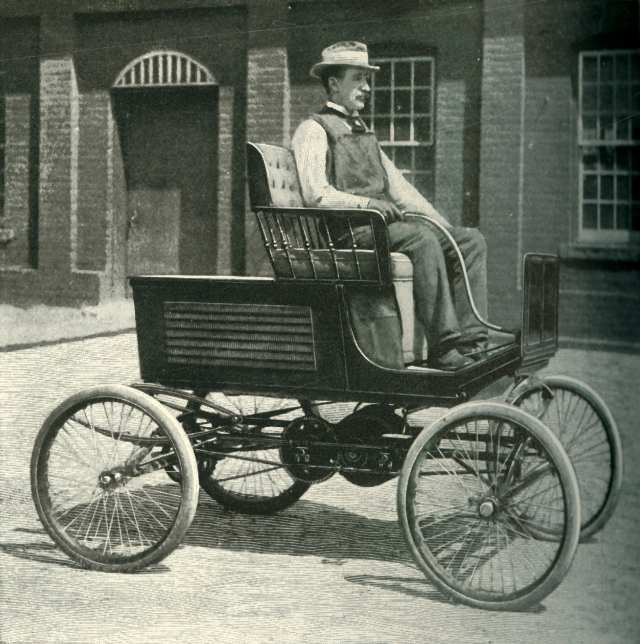 Motorbil utstyrt med det nye lagringsbatteriet, 1902. av Unbekannt