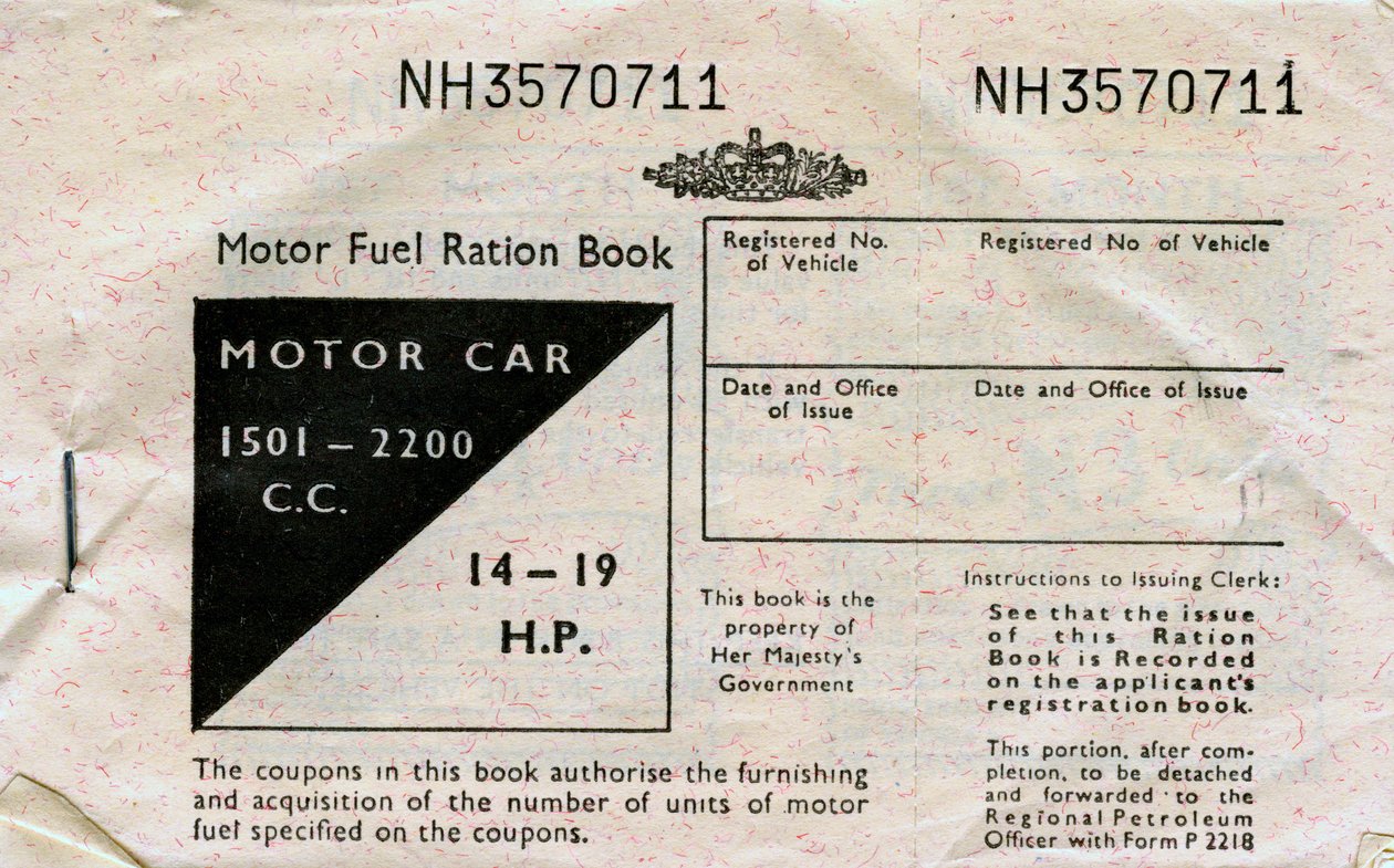 Rasjonsbok for motordrivstoff, ca 1950-tallet av Unbekannt