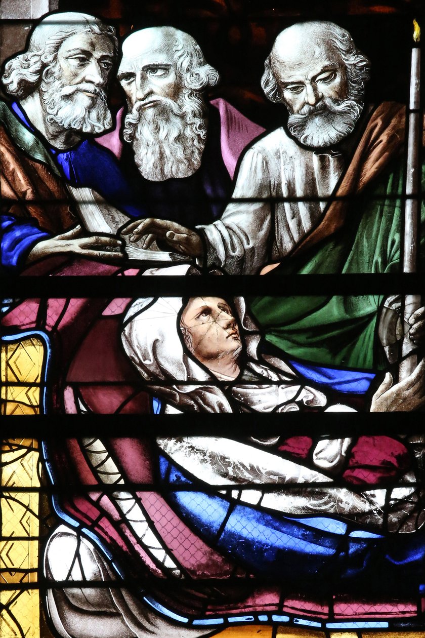 Moulins katedral. Glassmaleri. Dormition of the Virgin Mary, 20160603, Moulins, Europa av Unbekannt